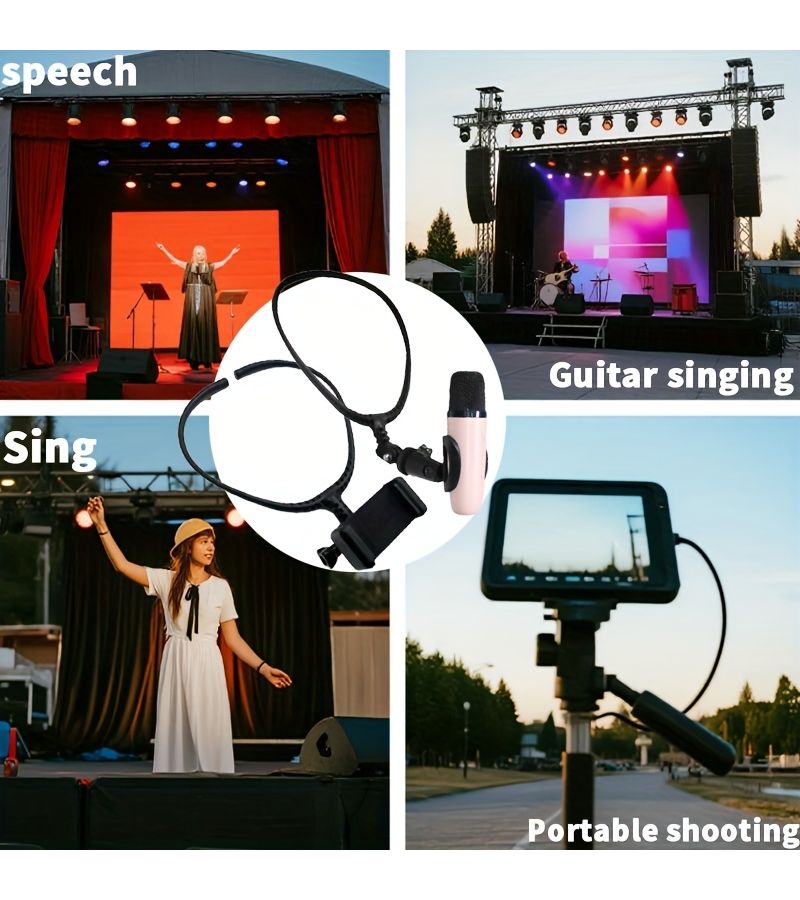 Upgraded Black 180° Adjustable Hands Free Microphone Stand with Phone Holder and Clip for Speech Singing Guitar Playing Hosting Outdoor Live Streaming Vlogging Compatible with Mics Phones Sports Cameras - Image 5