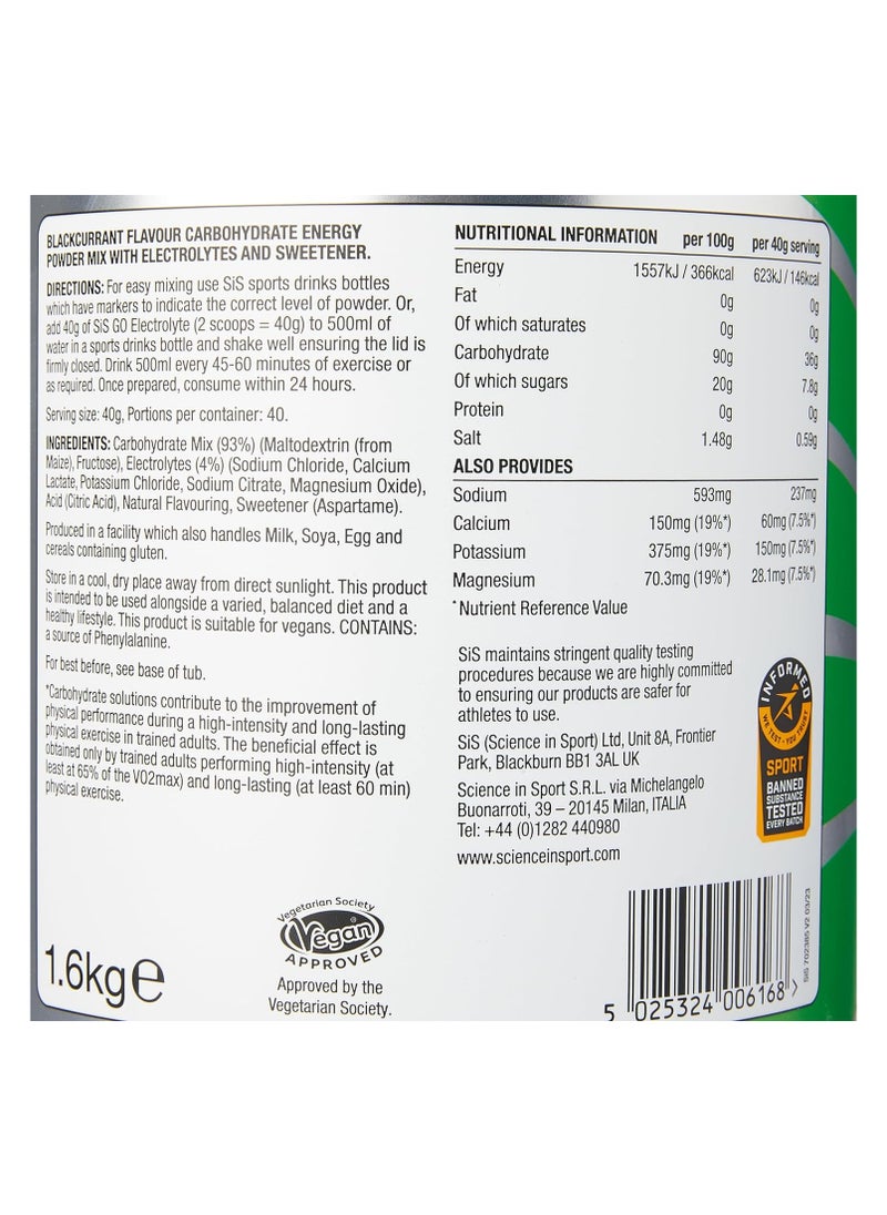 Science in Sport - Go Electrolyte Blackcurrant Drink Powder 1600g - Image 1