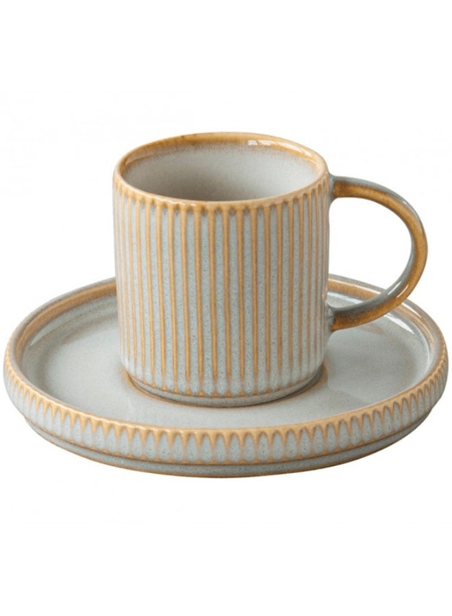 Easy Life Domus Glaze Coating Ceramic Cup and Saucer Set Beige 110ml