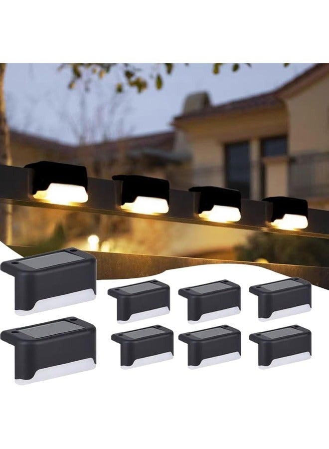 8 أجهزة كمبيوتر شخصية أضواء الطابق الشمسي في الهواء الطلق ، أضواء مقاومة للماء لجانب المسبح والسطح والديكور الدرج (ضوء دافئ شل أسود) - Image 1