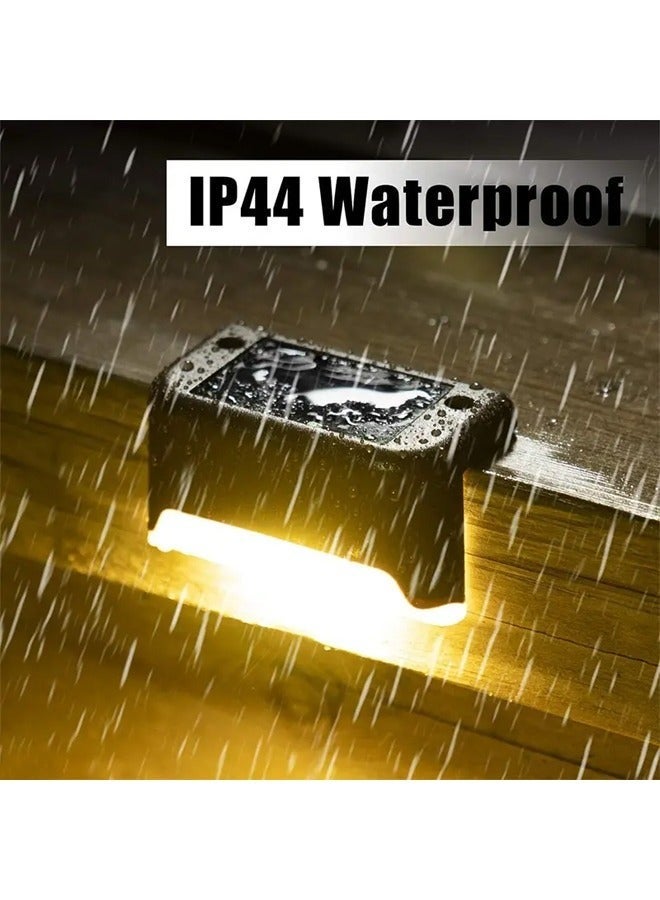 8 أجهزة كمبيوتر شخصية أضواء الطابق الشمسي في الهواء الطلق ، أضواء مقاومة للماء لجانب المسبح والسطح والديكور الدرج (ضوء دافئ شل أسود) - Image 5