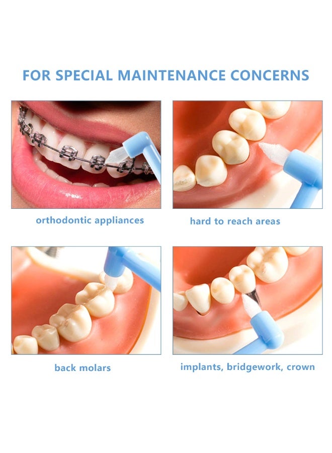 2 Pack Single End Plush Toothbrush, Cone Flat Trimming Teeth Cleaner, Interdental Toothbrush, Plush Gap Toothbrush, Used for Orthodontic Detail Cleaning, Blue - Image 4