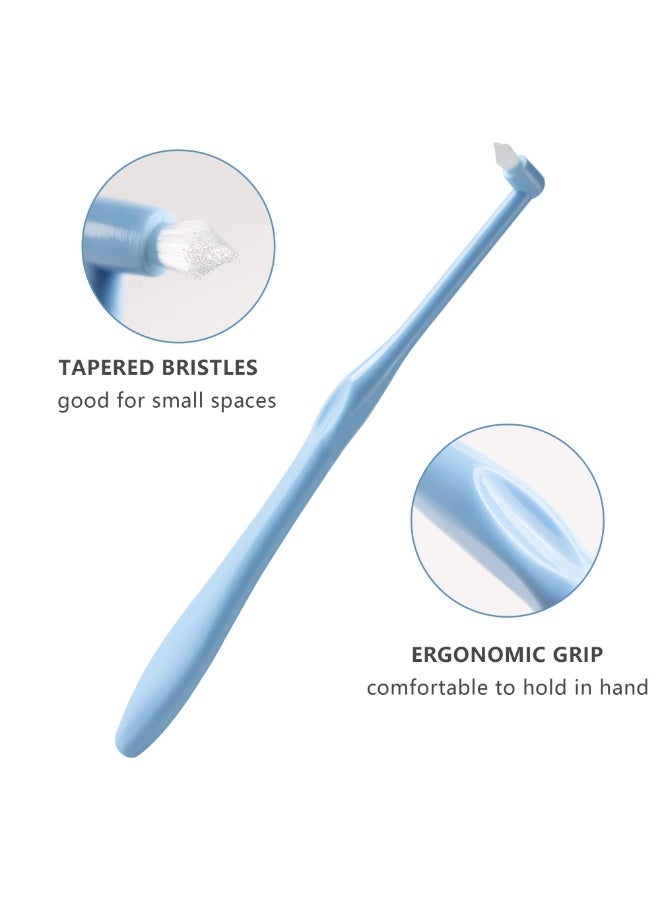 2 Pack Single End Plush Toothbrush, Cone Flat Trimming Teeth Cleaner, Interdental Toothbrush, Plush Gap Toothbrush, Used for Orthodontic Detail Cleaning, Blue - Image 3