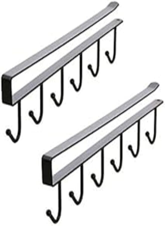 Auch 2pcs Mug Hooks Under Shelf Mug Holder Cups Storage Rack Drilling Free Coffee Cups Holder Kitchen Utensil Holder Key Hooks Ties Belts Scarf Hanging Hooks Rack
