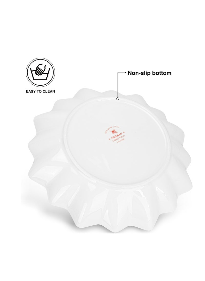 Fissman - Polygon Serving Dish 24cm Christmas New Bone China, Christmas Holiday Season Collection Dinnerware - Image 1