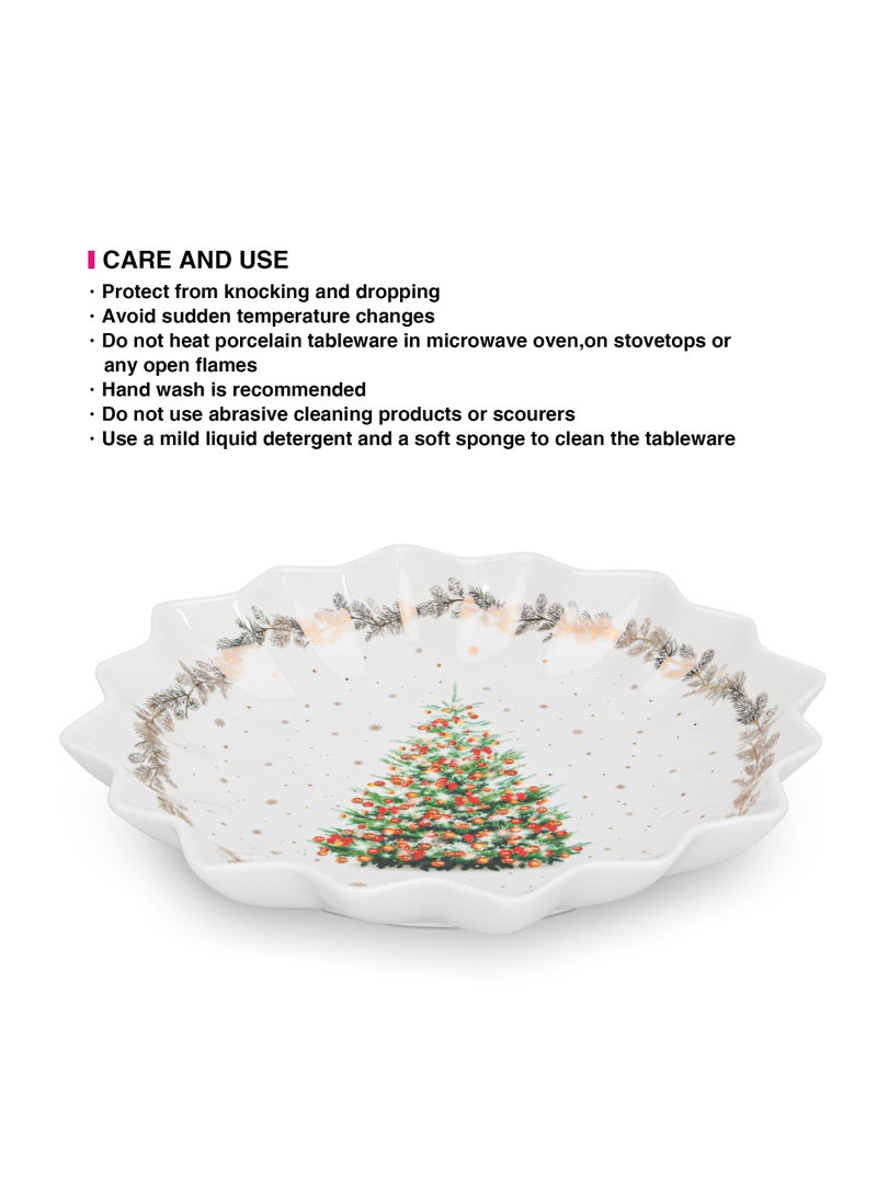 Fissman - Polygon Serving Dish 24cm Christmas New Bone China, Christmas Holiday Season Collection Dinnerware - Image 1