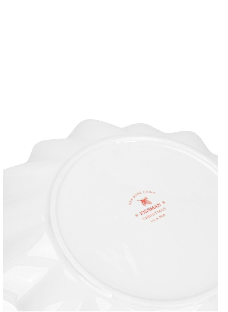 Fissman - Polygon Serving Dish 24cm Christmas New Bone China, Christmas Holiday Season Collection Dinnerware - Image 1