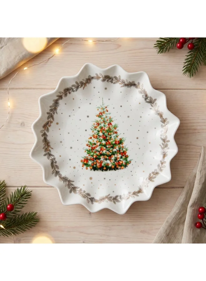 Fissman 24 Polygon Serving Dish 24cm Christmas New Bone China, Christmas Holiday Season Collection Dinnerware  | Best Price UAE