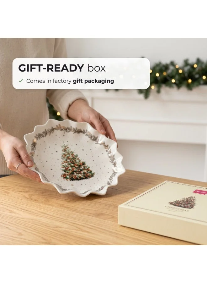 Fissman 24 Polygon Serving Dish 24cm Christmas New Bone China, Christmas Holiday Season Collection Dinnerware  | Best Price UAE