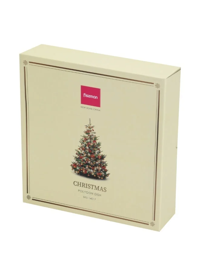Fissman 24 Polygon Serving Dish 24cm Christmas New Bone China, Christmas Holiday Season Collection Dinnerware  | Best Price UAE