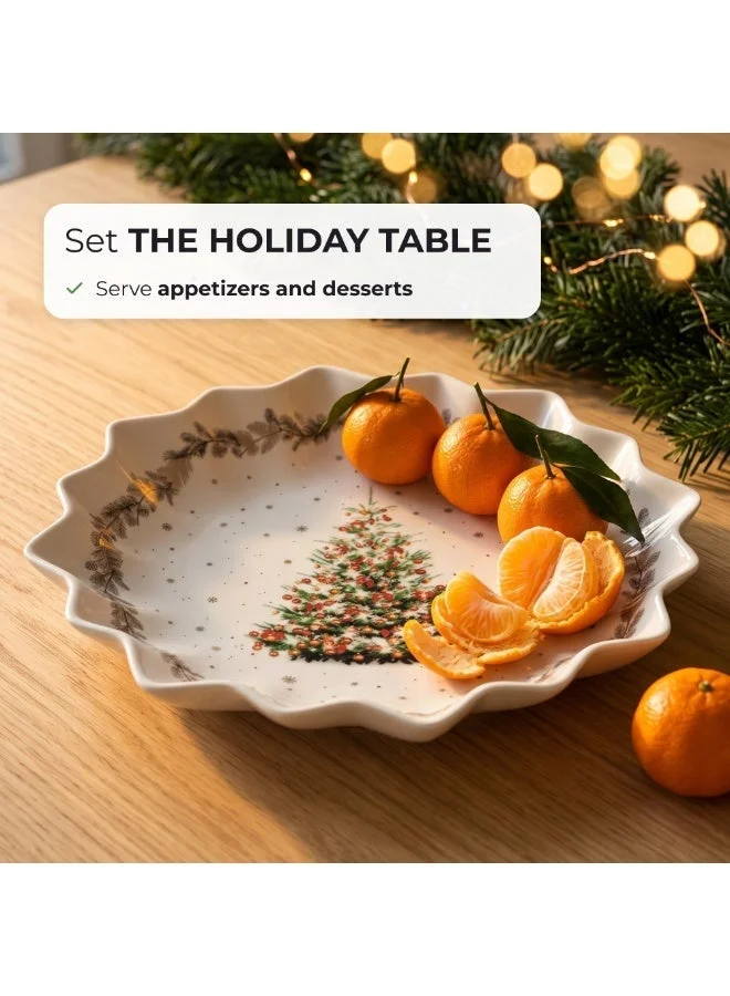 Fissman 24 Polygon Serving Dish 24cm Christmas New Bone China, Christmas Holiday Season Collection Dinnerware  | Best Price UAE
