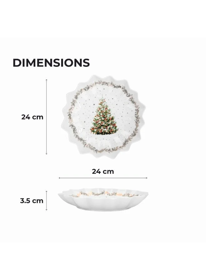 Fissman 24 Polygon Serving Dish 24cm Christmas New Bone China, Christmas Holiday Season Collection Dinnerware  | Best Price UAE