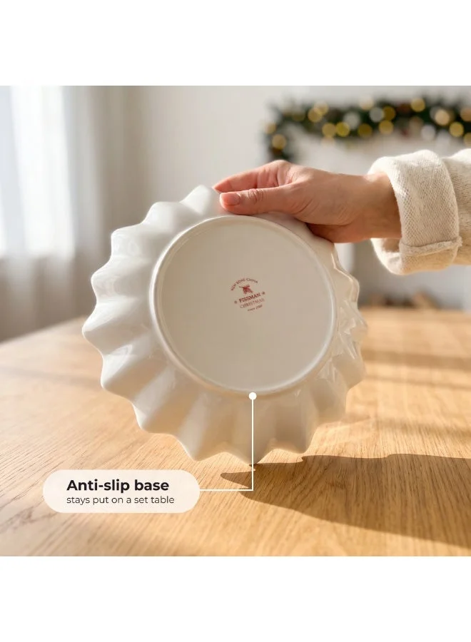 Fissman 24 Polygon Serving Dish 24cm Christmas New Bone China, Christmas Holiday Season Collection Dinnerware  | Best Price UAE