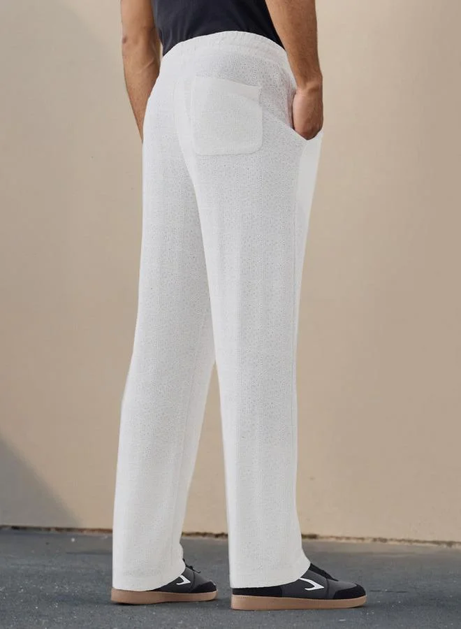 Iconic Iconic Regular Fit Textured Trousers with Pockets