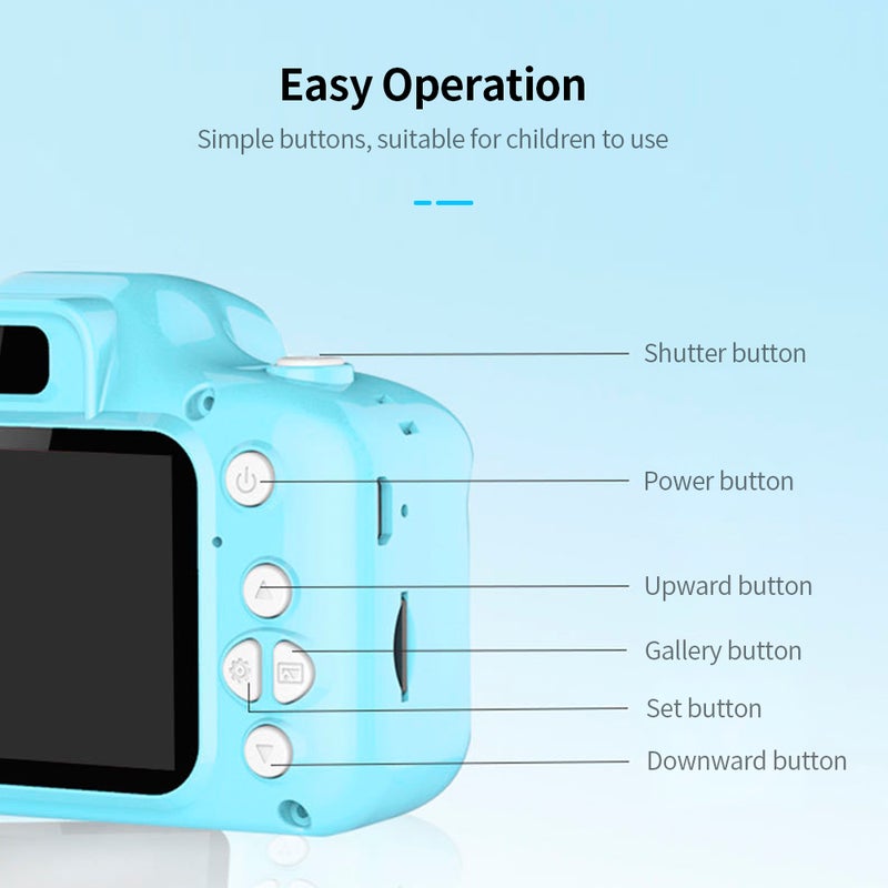 X2 Mini Kids Camera 2 inch HD Color Display Rechargable Mini Camera Video Camera Lovely Camera with 32GB Memory Card Pink - Image 5