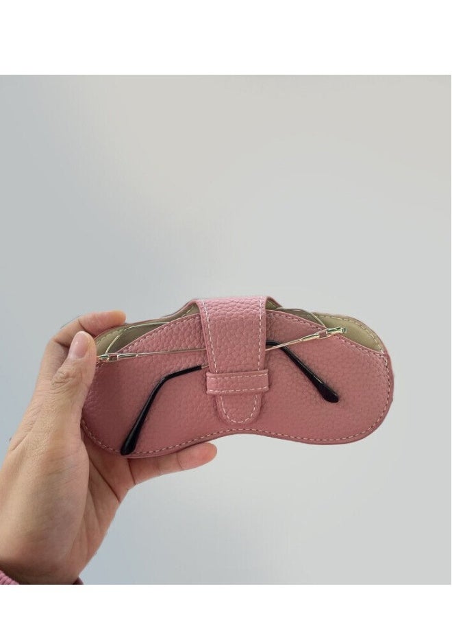 Generic Glasses Case Soft Portable Universal Genuine Leather Slim Eyeglass Pouch for Sunglasses Reading Glasses Eyeglass Pink  - Image 1