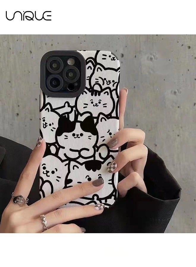 Unique Compatible with iPhone 16 Pro Phone Case, Black Line Cat Illustration Phone Case, Black & White Phone Case - Graffiti Phone Case - Stylish and Handsome Phone Case - TPU Drop Resistant - Image 4