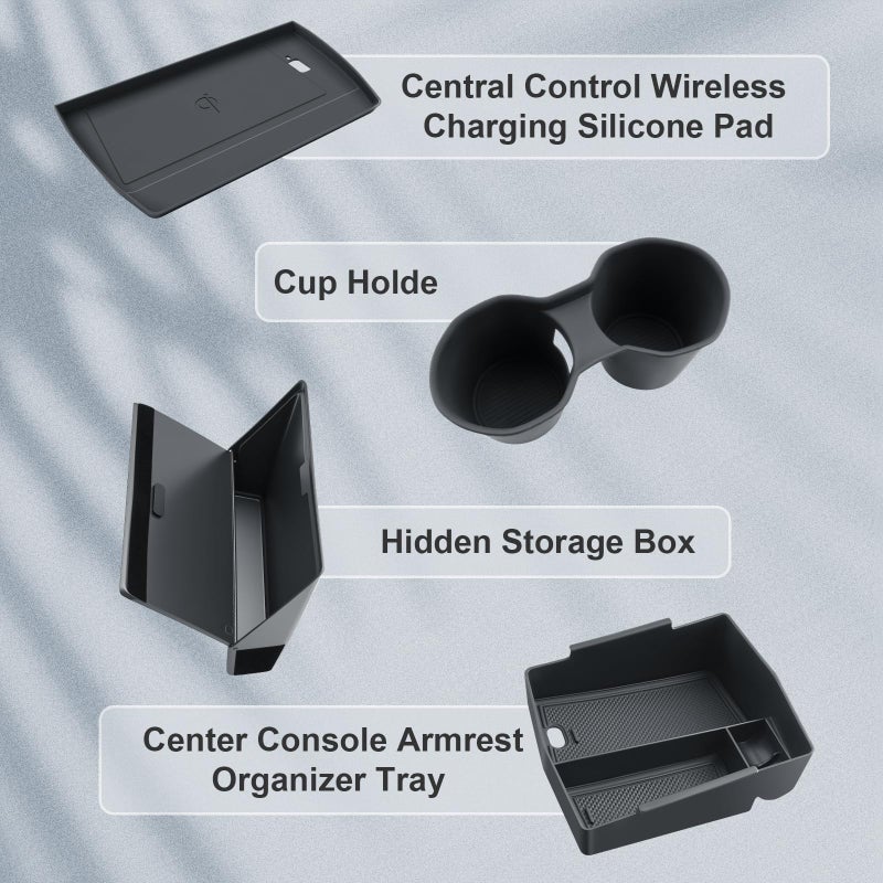 BIBIBO for 2025 2026 Subaru Forester Console Organizer 2025 2026 Subaru Forester Console Armrest Tray+Cup Holder +Wireless Charging Mat +Hidden Storage Box 2025 Forester Accessories - Image 4