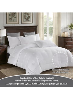 Donetella Comforter Set 6-Pcs King Size Hotel Style Thin Striped Bed Set Fits 200 x 200 Cms (350 GSM) With Down Alternative Filling,White  - Image 2