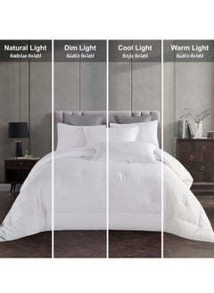 Donetella Comforter Set 6-Pcs King Size Hotel Style Thin Striped Bed Set Fits 200 x 200 Cms (350 GSM) With Down Alternative Filling,White  - Image 4