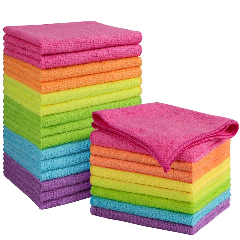 Orighty Microfiber Cleaning Cloth Pack of 24, Microfiber Towels for Cars, Highly Absorbent Car Cleaning Supplies, Lint Free Cloths Clean Rags for Car Care, House, Kitchen, 12x11 inch, Multicolor - Image 1