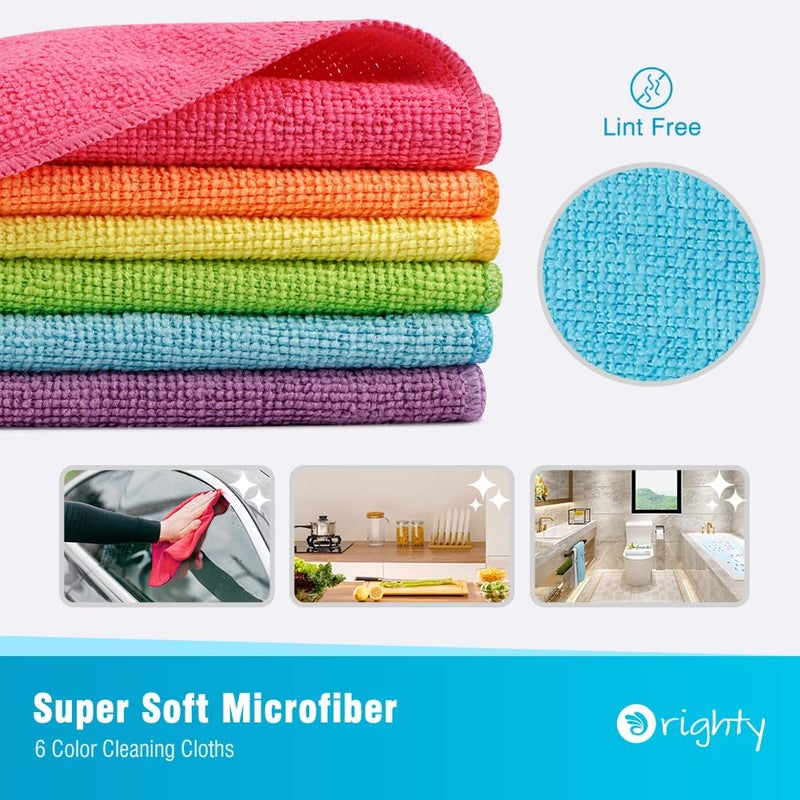 Orighty Microfiber Cleaning Cloth Pack of 24, Microfiber Towels for Cars, Highly Absorbent Car Cleaning Supplies, Lint Free Cloths Clean Rags for Car Care, House, Kitchen, 12x11 inch, Multicolor - Image 2