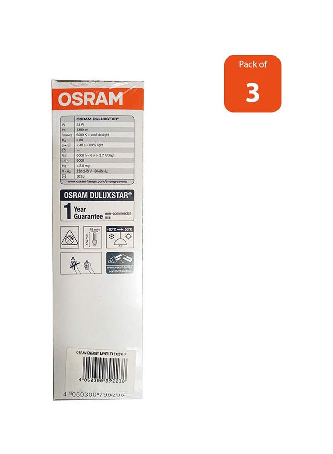 OSRAM 3-Piece Energy Saver T4 Clfi Energy Saver 23W Screw Base E27, 1380 Lm Cool Day Light 6500K Bulb - Image 5