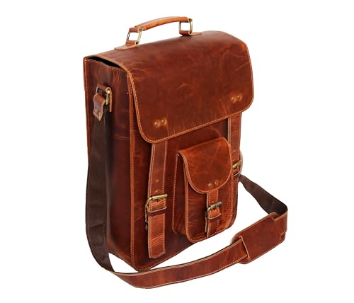 jaald Leather Messenger Bag — Vintage Laptop Case Crossbody Bag for Men & Women — Satchel Man Purse w/Adjustable Straps — Shoulder Computer Distressed for Business, College, Office & Work - Image 3