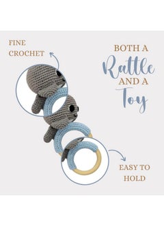 Happy Threads Happy Threads, Crochet Dolphin Rattle for Newborn,Babies, Soft Handmade Rattle Toys for Kids, Childsafe (BIS Certified)  - Image 3