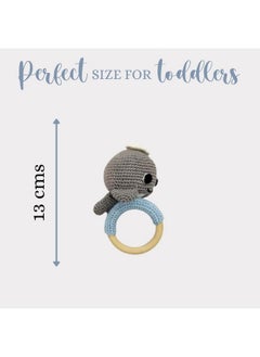 Happy Threads Happy Threads, Crochet Dolphin Rattle for Newborn,Babies, Soft Handmade Rattle Toys for Kids, Childsafe (BIS Certified)  - Image 2