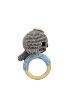 Happy Threads Happy Threads, Crochet Dolphin Rattle for Newborn,Babies, Soft Handmade Rattle Toys for Kids, Childsafe (BIS Certified)  - Image 1