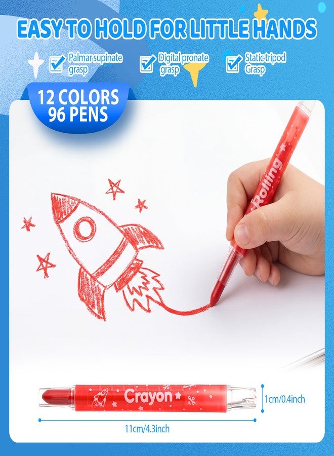 Jaloro 96 Pcs 12 Colors Twist Crayons Bulk for Kids and Teens, Non-toxic Washable Crayons, Easy to Hold Drawing Coloring Gift Silky Art Supplies for Boys and Girls Coloring Books, Drawing, Sketching - Image 2