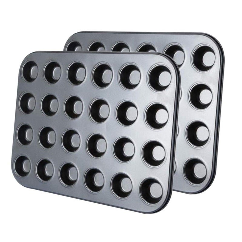 Kingrol 24Cup Nonstick Mini Cupcake  Muffin Pans Carbon Steel Baking Pans Cake Moulds  2 Pack