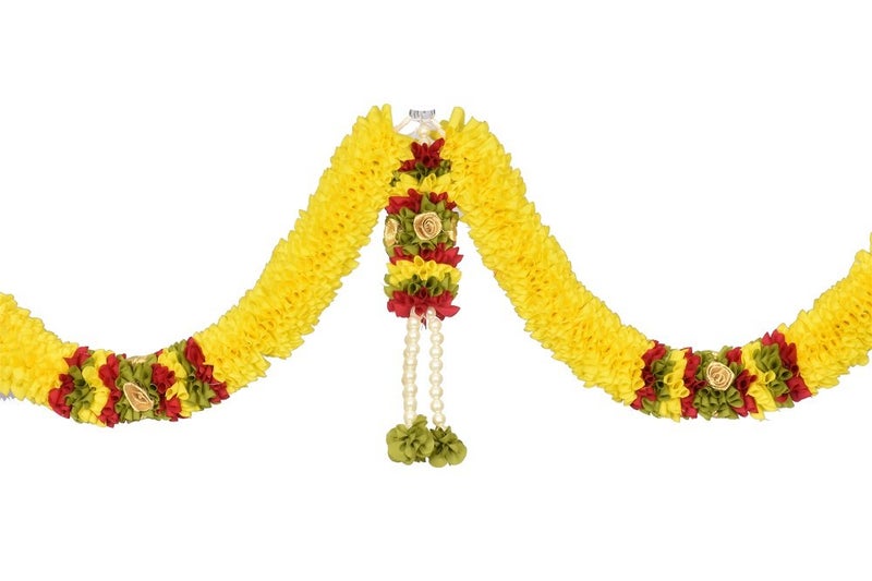 Daedal crafters Big Thoma Lemon Yellow Toran for Main Door Entrance, Reusable Thoran for Mandir & Living Room Décor, Bandarwal for Festival Decoration, Flower Hanging for Home Décor (79x42 inch) - Image 3