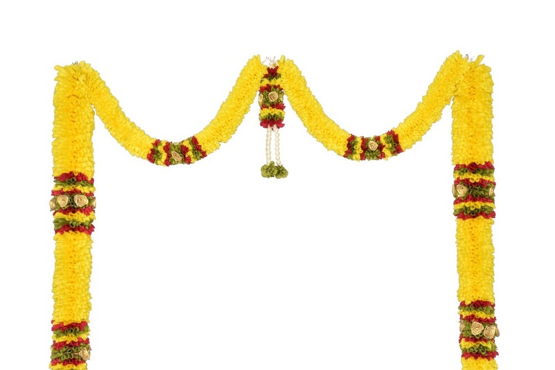 Daedal crafters Big Thoma Lemon Yellow Toran for Main Door Entrance, Reusable Thoran for Mandir & Living Room Décor, Bandarwal for Festival Decoration, Flower Hanging for Home Décor (79x42 inch) - Image 2