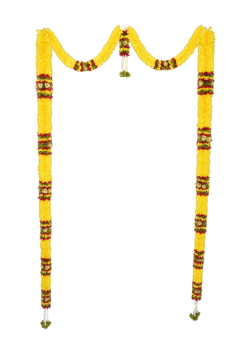 Daedal crafters Big Thoma Lemon Yellow Toran for Main Door Entrance, Reusable Thoran for Mandir & Living Room Décor, Bandarwal for Festival Decoration, Flower Hanging for Home Décor (79x42 inch) - Image 5