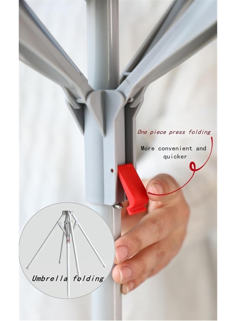 Arabest Foldable Metal Clothes Drying Rack, Adjustable Height, Portable Space-Saving Laundry Airer with Windproof Hooks & Sock Clip for Indoor/Outdoor Use, Quick Install (Grey) - Image 5