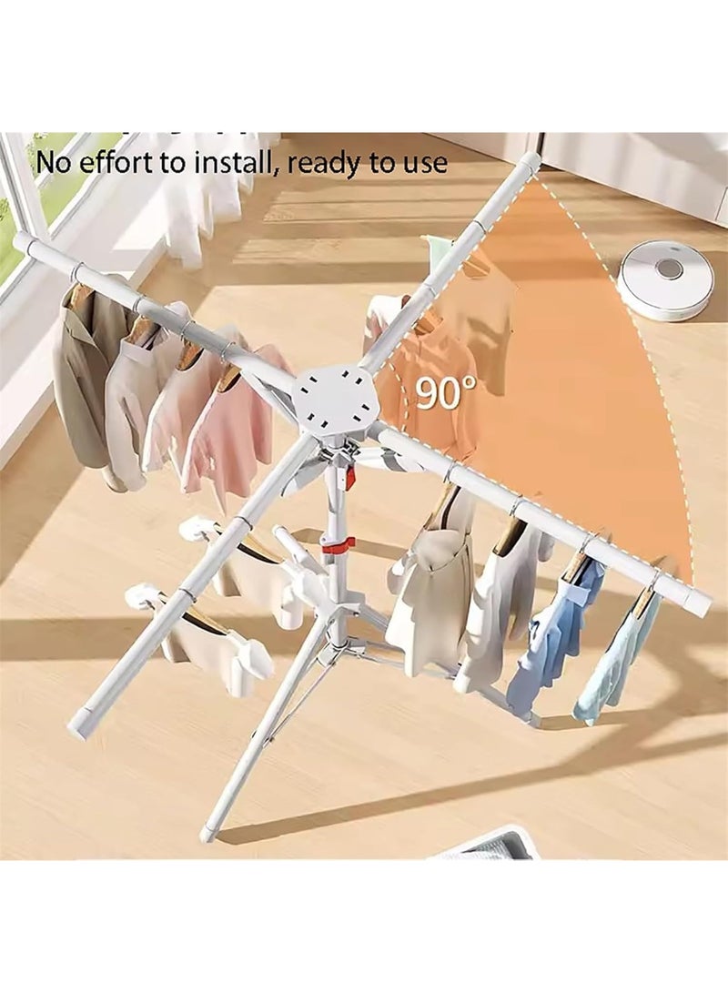 Arabest Foldable Metal Clothes Drying Rack, Adjustable Height, Portable Space-Saving Laundry Airer with Windproof Hooks & Sock Clip for Indoor/Outdoor Use, Quick Install (Grey) - Image 3