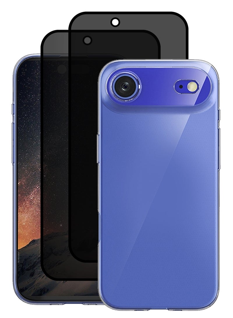 3 Packs TPU Clear Case for iPhone 17 Air Slim Design, One Case Two Privacy Screen Protectors, Shockproof Protection, Scratch-Resistant Cover with Enhanced Grip, Wireless Charging Compatible - Image 1