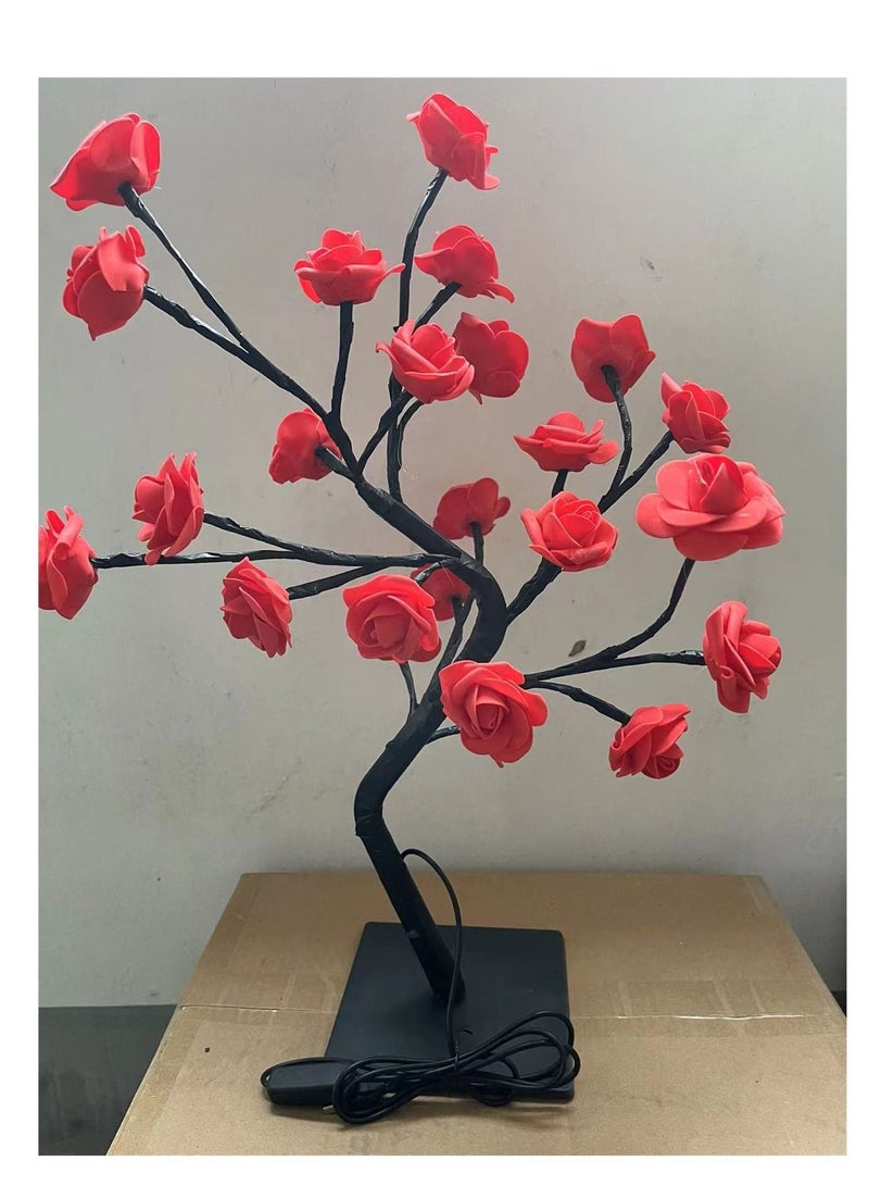 Loquat Light Removable Plastic Base USB Switch LED Simulation Rose Tree Decoration Night Light 14*6*33cm
