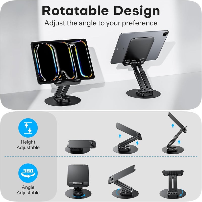 Omoton Tablet Stand for iPad, Adjustable Tablet Holder for Desk, Portable Monitor Stand Compatible with 4-15.6" Tablets Kindle Such as iPad Pro 11, 10.2, 13, Air/Mini - Image 4