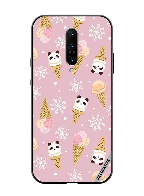 Protective Case Cover For OnePlus 7 Pro Ice Cream In Waffle Cups And In The Shape Of A Panda Design Multicolour