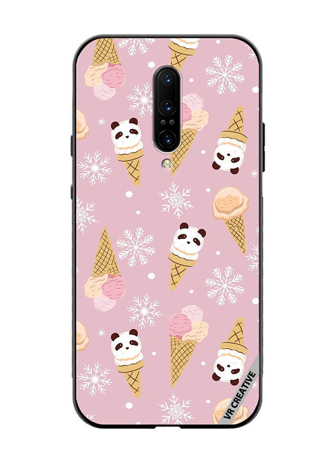 Protective Case Cover For OnePlus 7 Pro Ice Cream In Waffle Cups And In The Shape Of A Panda Design Multicolour