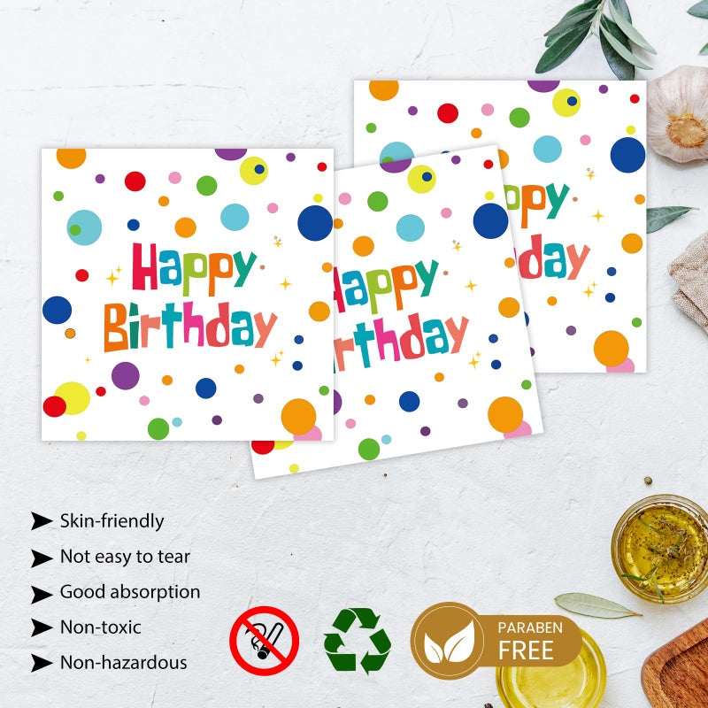 HFBOBP 50PCS Happy Birthday Plates and Napkins, 7inch Colorful Dots Birthday Cake Dessert Plates Disposable Paper Dinnerware Set for Birthday's Party Supplies Decorations (Birthday's Candle, 7 Inch) - Image 5