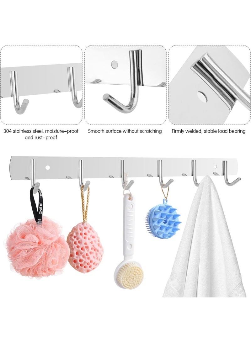 SYOSI Coat Hooks Wall Mounted, Stainless Steel Hook Rail with 6 Hooks, Heavy Duty Coat Rack for Clothes Towels Hats Bags, Space-Saving Modern Design for Bathroom Kitchen Hallway, 2 Pack Silver - Image 5
