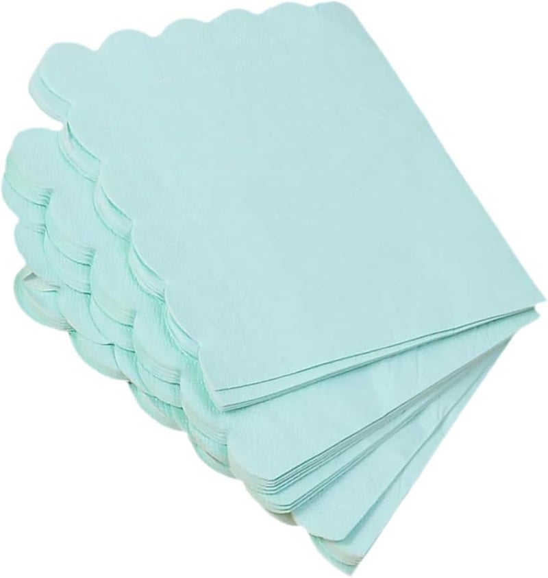 مناديل نعناع خضراء زخرفية بحافة متموجة 16 قطعة ناعمة وماصة للاستخدام لمرة واحدة للحفلات - Image 1