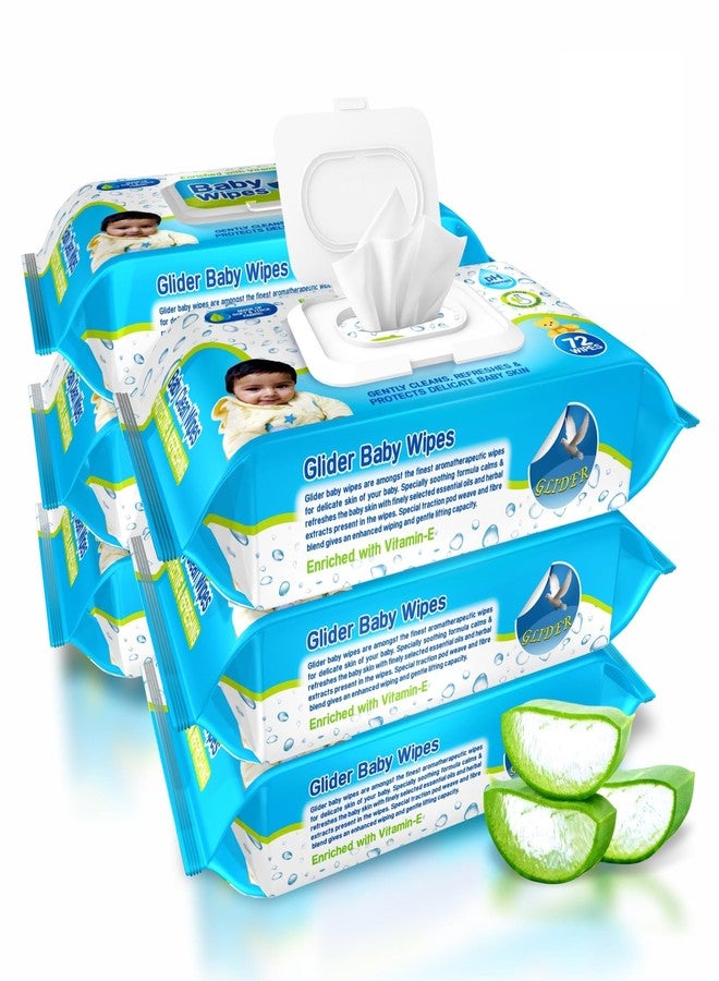 Glider Baby Wipes | Moisture Lock Flip-Top | Enriched with Aloe Vera & Vitamin E | pH Balanced, Paraben & Chlorine Free | (Pack of 6 – 432 Wipes) - Image 1