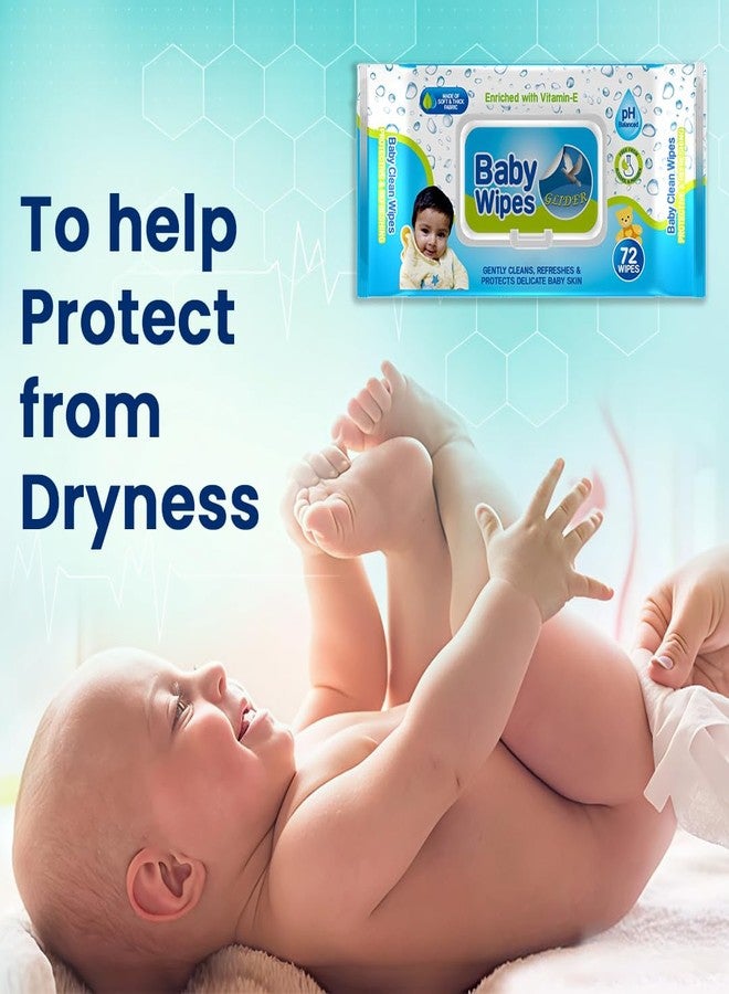 Glider Baby Wipes | Moisture Lock Flip-Top | Enriched with Aloe Vera & Vitamin E | pH Balanced, Paraben & Chlorine Free | (Pack of 6 – 432 Wipes) - Image 3