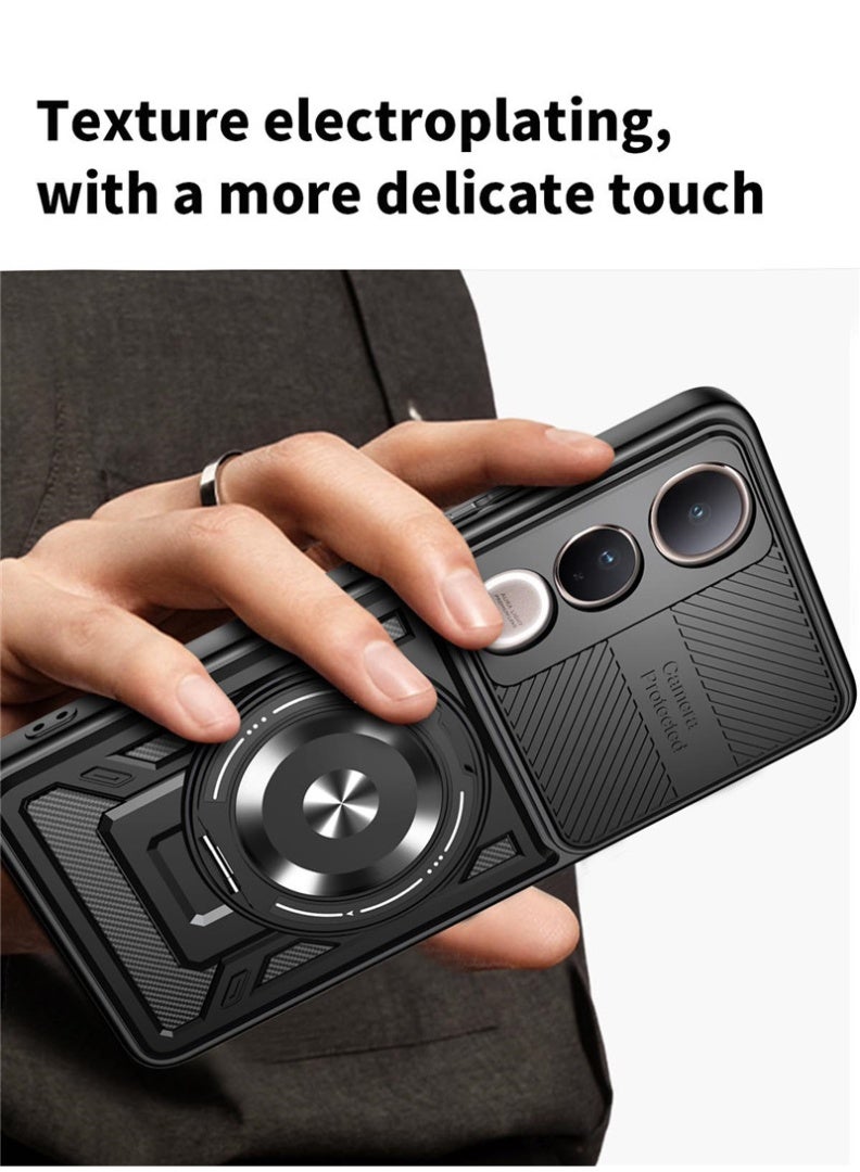 VIVO V50 lite Case, Protective Case with Invisible Stand (360 Degree Rotation), Military Grade Shockproof Anti-Scratch Protection - Image 3