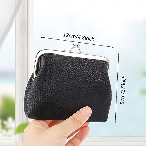 Oyachic 4Pcs Small PU Leather Coin Purse Grain Vintage Kiss lock Change Pouch Wallet with Clasp Car Card Holder Clutch Cash Bag for Woman Men - Image 5